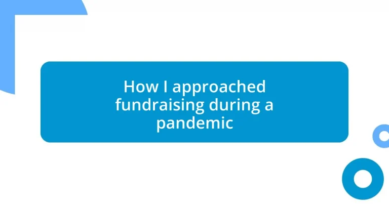 How I approached fundraising during a pandemic