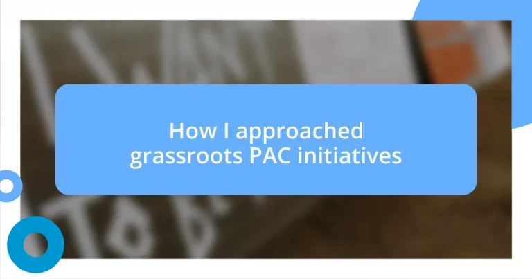 How I approached grassroots PAC initiatives
