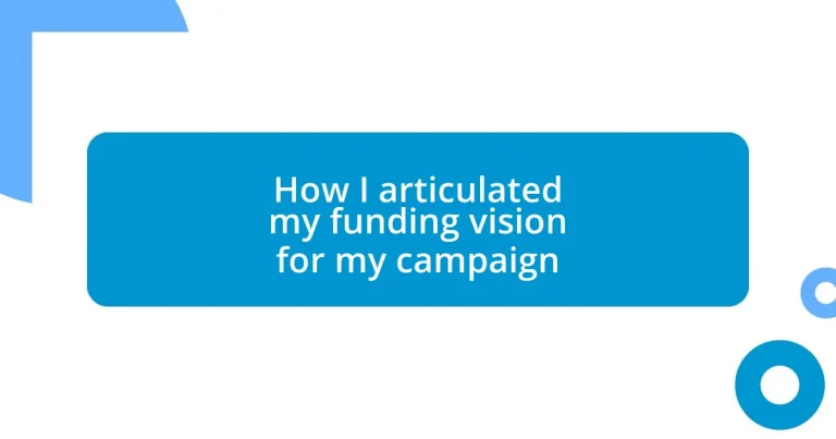 How I articulated my funding vision for my campaign