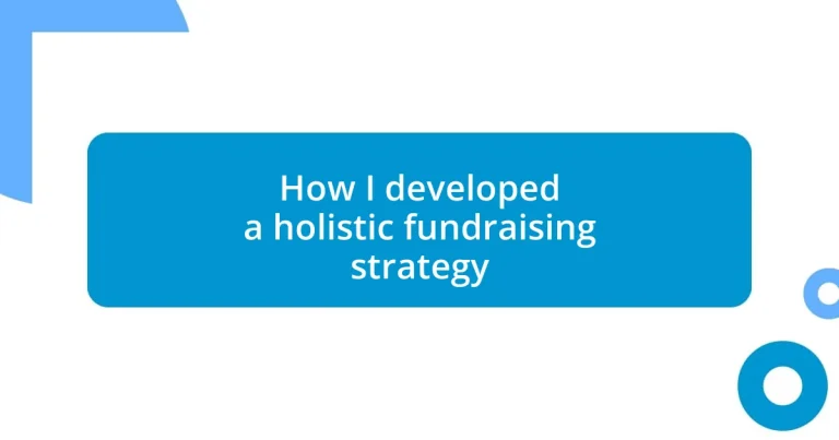 How I developed a holistic fundraising strategy