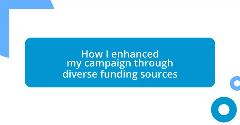 How I enhanced my campaign through diverse funding sources