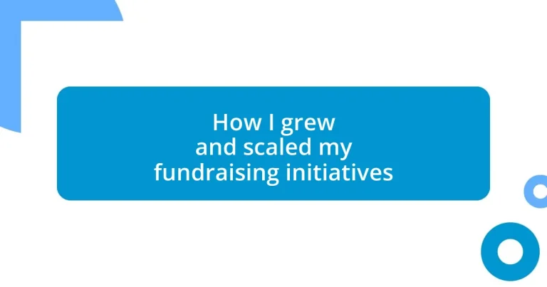 How I grew and scaled my fundraising initiatives