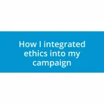 How I integrated ethics into my campaign