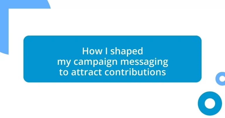 How I shaped my campaign messaging to attract contributions