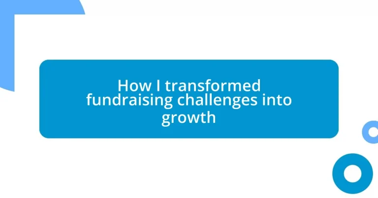 How I transformed fundraising challenges into growth