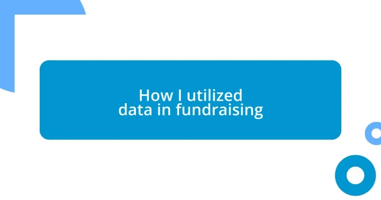 How I utilized data in fundraising