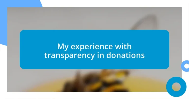 My experience with transparency in donations