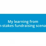 My learning from high-stakes fundraising scenarios