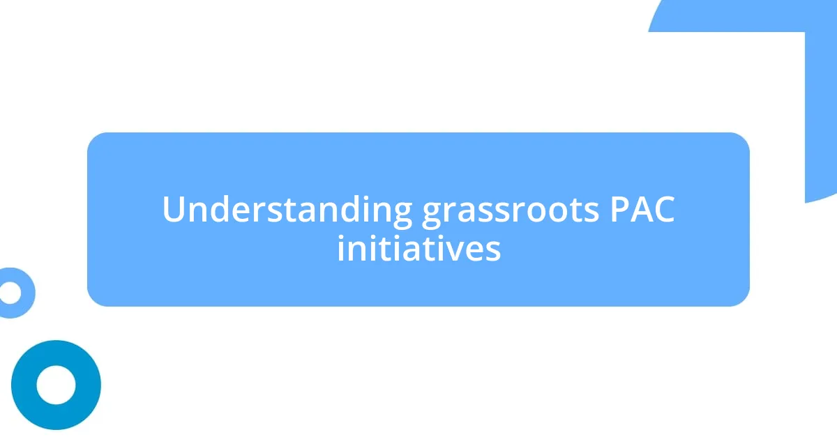 Understanding grassroots PAC initiatives