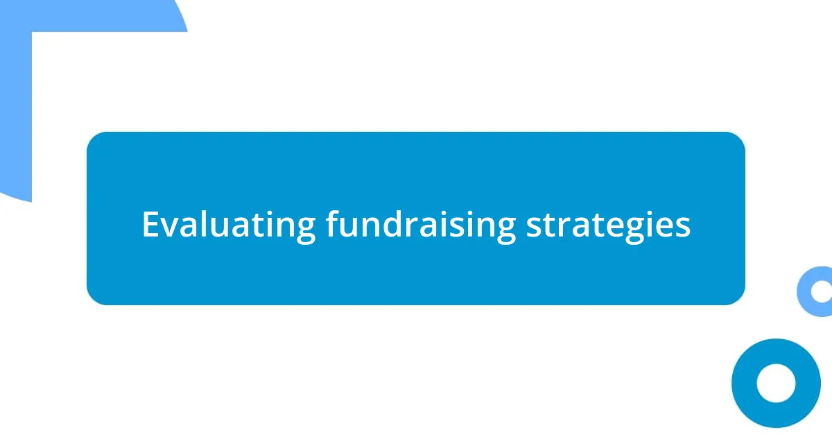 Evaluating fundraising strategies