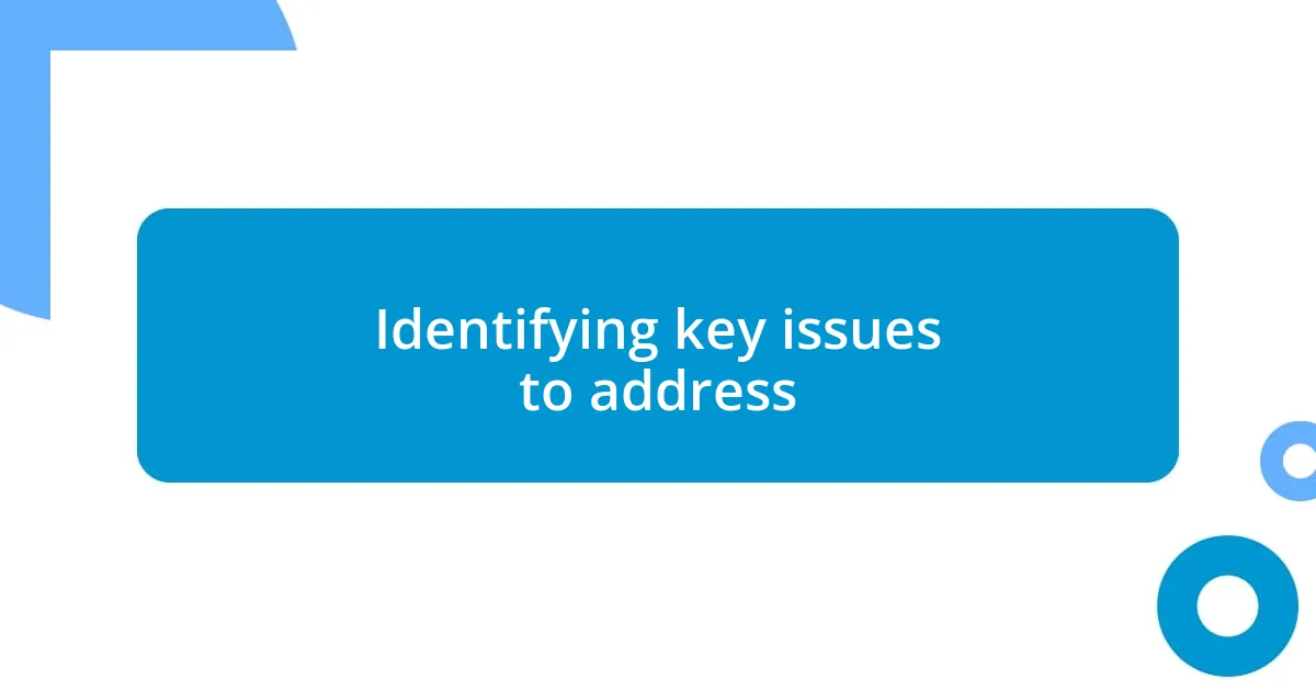 Identifying key issues to address