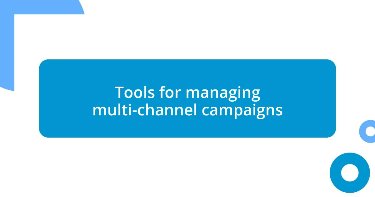 Tools for managing multi-channel campaigns